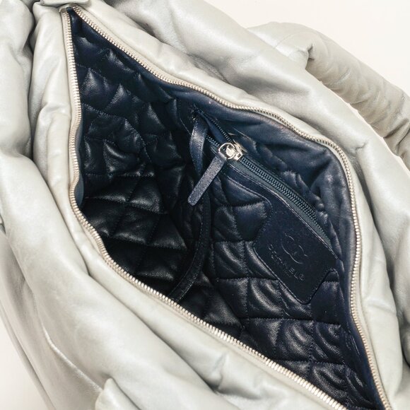 Chanel Silver & Navy Reversible Coco Cocoon Puffer Leather Large Tote Bag - Picture 11 of 12